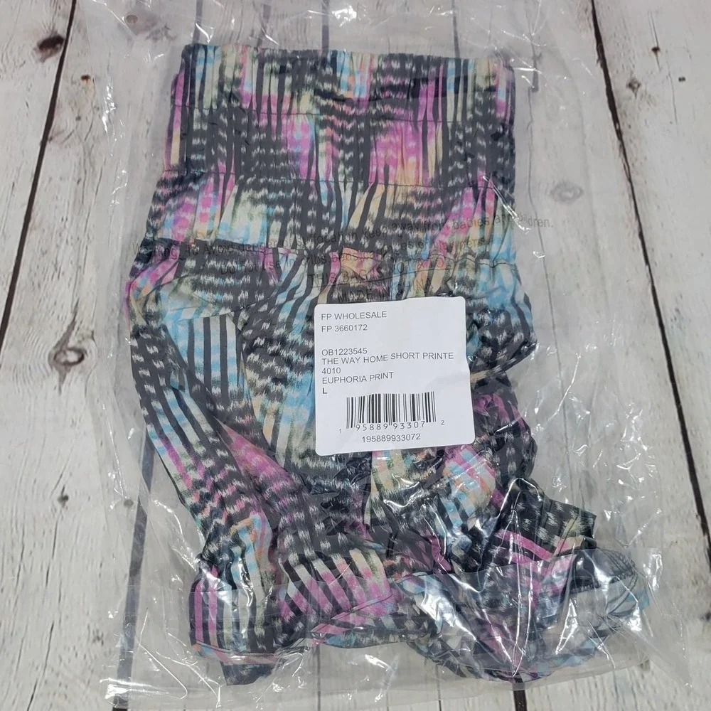 Free People‎ Athletic Shorts High Rise Printed Pull-On Euphoria Print Size L